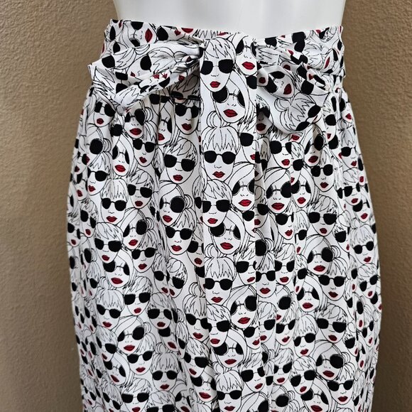 Porridge Anthropologie NWT Getaway Tie Front A-line Sunglasses Faces Skirt~XS - Picture 4 of 11